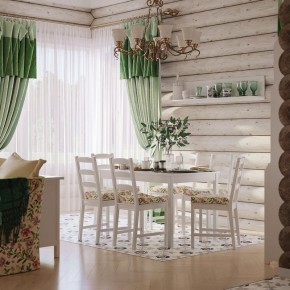 Комлект Вествик обеденный стол и четыре стула, массив сосны, цвет белый в Губкинском - gubkinskiy.mebel24.online | фото
