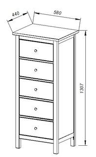 Комод 05 Кантри белый с пятью ящиками в Губкинском - gubkinskiy.mebel24.online | фото 3