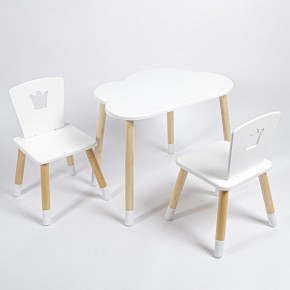 Комплект детский стол ОБЛАЧКО и два стула КОРОНА ROLTI Baby (белая столешница/белое сиденье/береза ножки) в Губкинском - gubkinskiy.mebel24.online | фото