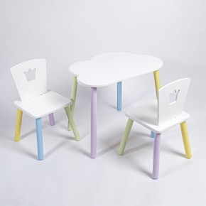 Комплект детский стол ОБЛАЧКО и два стула КОРОНА ROLTI Baby (белая столешница/белое сиденье/цветные ножки) в Губкинском - gubkinskiy.mebel24.online | фото