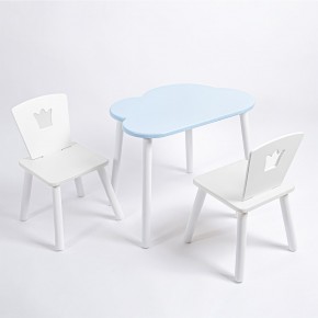 Комплект детский стол ОБЛАЧКО и два стула КОРОНА ROLTI Baby (голубая столешница/белое сиденье/белые ножки) в Губкинском - gubkinskiy.mebel24.online | фото 1