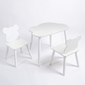Комплект детский стол ОБЛАЧКО и два стула МИШКА ROLTI Baby (белая столешница/белое сиденье/белые ножки) в Губкинском - gubkinskiy.mebel24.online | фото