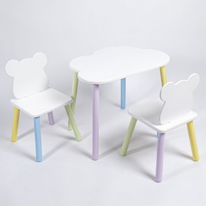 Комплект детский стол ОБЛАЧКО и два стула МИШКА ROLTI Baby (белая столешница/белое сиденье/цветные ножки) в Губкинском - gubkinskiy.mebel24.online | фото