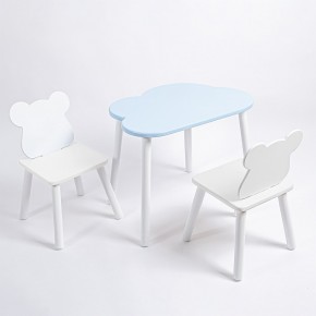 Комплект детский стол ОБЛАЧКО и два стула МИШКА ROLTI Baby (голубая столешница/белое сиденье/белые ножки) в Губкинском - gubkinskiy.mebel24.online | фото 2