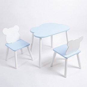 Комплект детский стол ОБЛАЧКО и два стула МИШКА ROLTI Baby (голубая столешница/голубое сиденье/белые ножки) в Губкинском - gubkinskiy.mebel24.online | фото 1