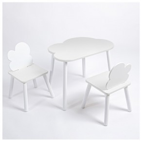 Комплект детский стол ОБЛАЧКО и два стула ОБЛАЧКО ROLTI Baby (белая столешница/белое сиденье/белые ножки) в Губкинском - gubkinskiy.mebel24.online | фото