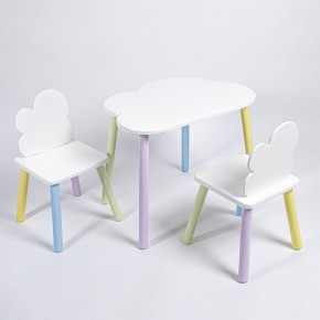 Комплект детский стол ОБЛАЧКО и два стула ОБЛАЧКО  ROLTI Baby (белая столешница/белое сиденье/цветные ножки) в Губкинском - gubkinskiy.mebel24.online | фото