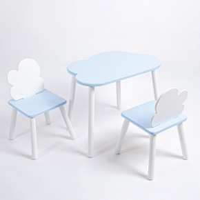 Комплект детский стол ОБЛАЧКО и два стула ОБЛАЧКО ROLTI Baby (голубая столешница/голубое сиденье/белые ножки) в Губкинском - gubkinskiy.mebel24.online | фото 1