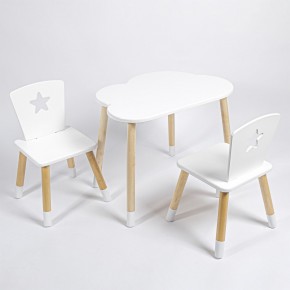 Комплект детский стол ОБЛАЧКО и два стула ЗВЕЗДА ROLTI Baby (белая столешница/белое сиденье/береза ножки) в Губкинском - gubkinskiy.mebel24.online | фото
