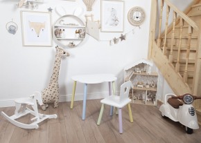 Комплект детский стол ОБЛАЧКО и стул КОРОНА ROLTI Baby (белая столешница/белое сиденье/цветные ножки) в Губкинском - gubkinskiy.mebel24.online | фото 2