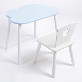 Комплект детский стол ОБЛАЧКО и стул КОРОНА ROLTI Baby (голубая  столешница/белое сиденье/белые ножки) в Губкинском - gubkinskiy.mebel24.online | фото