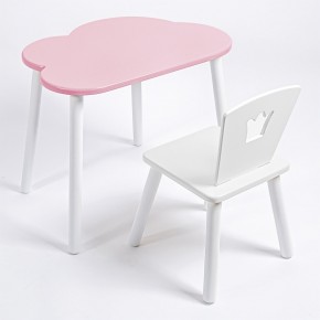 Комплект детский стол ОБЛАЧКО и стул КОРОНА ROLTI Baby (розовая столешница/белое сиденье/белые ножки) в Губкинском - gubkinskiy.mebel24.online | фото