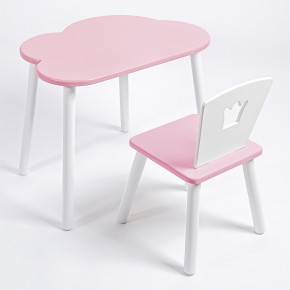 Комплект детский стол ОБЛАЧКО и стул КОРОНА ROLTI Baby (розовая столешница/розовое сиденье/белые ножки) в Губкинском - gubkinskiy.mebel24.online | фото