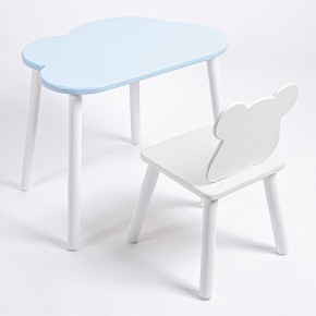 Комплект детский стол ОБЛАЧКО и стул МИШКА ROLTI Baby (голубая столешница/белое сиденье/белые ножки) в Губкинском - gubkinskiy.mebel24.online | фото