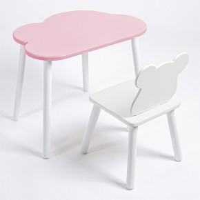 Комплект детский стол ОБЛАЧКО и стул МИШКА ROLTI Baby (розовая столешница/белое сиденье/белые ножки) в Губкинском - gubkinskiy.mebel24.online | фото 1
