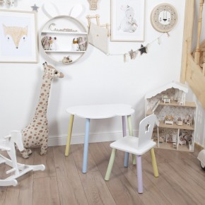 Комплект детский стол ОБЛАЧКО и стул ЗВЕЗДА ROLTI Baby (белая столешница/белое сиденье/цветные ножки) в Губкинском - gubkinskiy.mebel24.online | фото 1