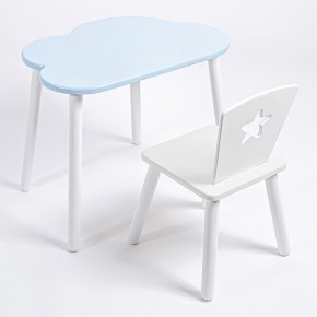 Комплект детский стол ОБЛАЧКО и стул ЗВЕЗДА ROLTI Baby (голубая столешница/белое сиденье/белые ножки) в Губкинском - gubkinskiy.mebel24.online | фото