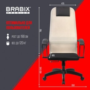 Кресло BRABIX PREMIUM "Ultimate EX-800" пластик, плотная двойная сетка Х2, черное/бежевое, 532916 в Губкинском - gubkinskiy.mebel24.online | фото 6