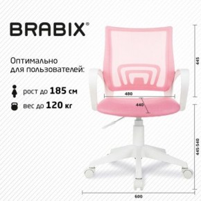 Кресло BRABIX "Fly MG-396W", с подлокотниками, пластик белый, сетка, розовое, 533008 в Губкинском - gubkinskiy.mebel24.online | фото 5