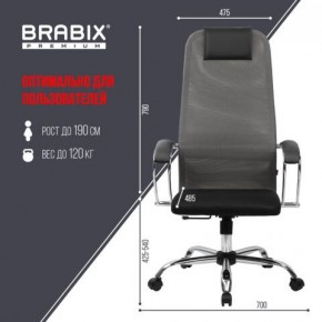 Кресло офисное BRABIX PREMIUM "Ultimate EX-800" хром, плотная двойная сетка Х2, черное/серое, 532912 в Губкинском - gubkinskiy.mebel24.online | фото 3