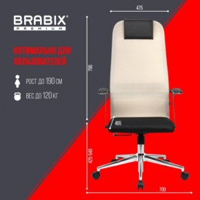 Кресло офисное BRABIX PREMIUM "Ultimate EX-801" хром, плотная двойная сетка Х2, черное/бежевое, 532919 в Губкинском - gubkinskiy.mebel24.online | фото 6