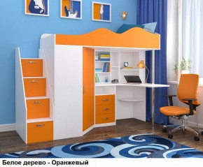 Кровать-чердак Пионер 1 (800*1900) Белое дерево, Анкор темный, Венге в Губкинском - gubkinskiy.mebel24.online | фото 6