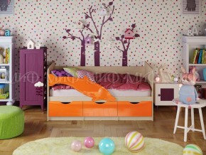 Кровать Дельфин-1 800*1600 (Оранжевый металлик/дуб крафт белый) в Губкинском - gubkinskiy.mebel24.online | фото