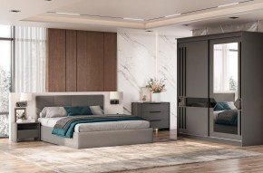 Кровать двойная №4 с основанием (Серый) в Губкинском - gubkinskiy.mebel24.online | фото 3