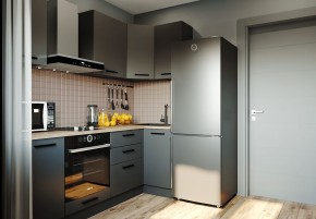Кухня угловая Антрацит 2200х1000 (Стол. 38мм) в Губкинском - gubkinskiy.mebel24.online | фото 1