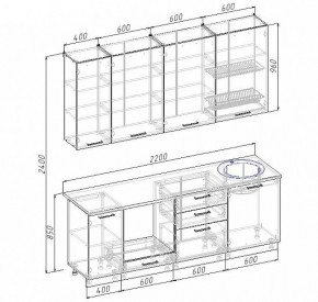 Кухонный гарнитур Антрацит 2200 (Стол. 38мм) в Губкинском - gubkinskiy.mebel24.online | фото 3