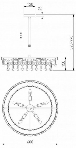 Люстра на штанге Eurosvet Sophie 60165/6 латунь в Губкинском - gubkinskiy.mebel24.online | фото 3