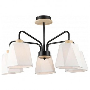 Люстра на штанге Imex MD.5714 MD.5714-5-S-BK+WOOD в Губкинском - gubkinskiy.mebel24.online | фото