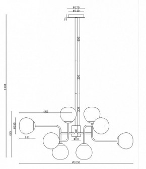 Люстра на штанге Maytoni Erich MOD221-PL-12-G в Губкинском - gubkinskiy.mebel24.online | фото 3