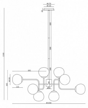 Люстра на штанге Maytoni Erich MOD221-PL-12-N в Губкинском - gubkinskiy.mebel24.online | фото 3