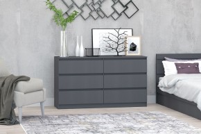 МС "Хилтон" Комод №5 1400 (6 ящ.) графит в Губкинском - gubkinskiy.mebel24.online | фото