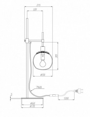 Настольная лампа декоративная Maytoni Erich MOD221-TL-01-N в Губкинском - gubkinskiy.mebel24.online | фото 3