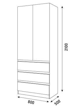 ПАРУС Шкаф 2-х ств. 800 в Губкинском - gubkinskiy.mebel24.online | фото 3