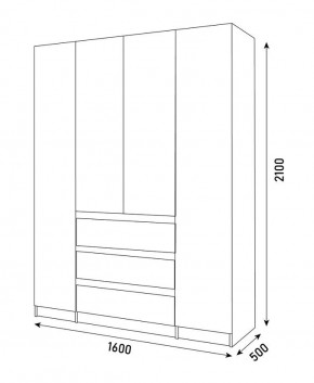 ПАРУС Шкаф 4-х ств. 1600 в Губкинском - gubkinskiy.mebel24.online | фото 3