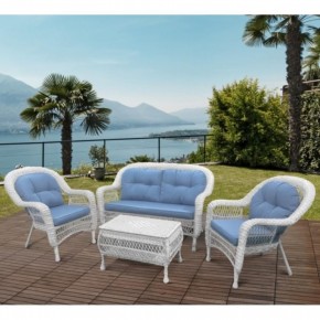 Плетеный комплект для отдыха из искусственного ротанга  LV-520 White/Blue в Губкинском - gubkinskiy.mebel24.online | фото 1
