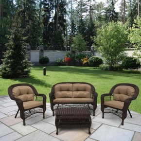 Плетеный комплект для отдыха LV-520BB Вrown/Beige в Губкинском - gubkinskiy.mebel24.online | фото