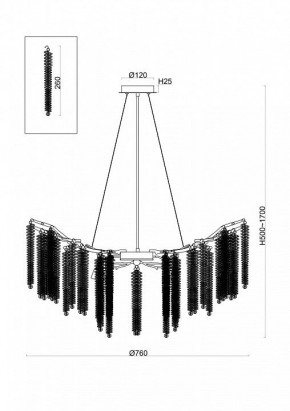 Подвесная люстра Freya Mineral FR1010PL-10G в Губкинском - gubkinskiy.mebel24.online | фото 2