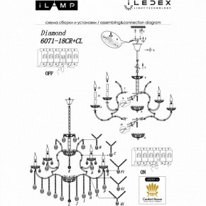 Подвесная люстра iLamp Diamond 6071-18 CR+CL в Губкинском - gubkinskiy.mebel24.online | фото 2