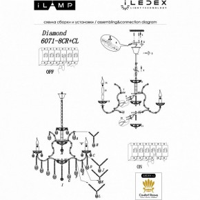 Подвесная люстра iLamp Diamond 6071-8 CR+CL в Губкинском - gubkinskiy.mebel24.online | фото 2