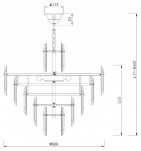 Подвесная люстра Maytoni Flare DIA200PL-08G в Губкинском - gubkinskiy.mebel24.online | фото 5