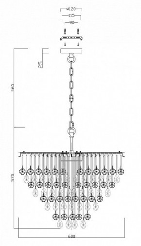 Подвесная люстра Maytoni Linn MOD091PL-07G в Губкинском - gubkinskiy.mebel24.online | фото 5