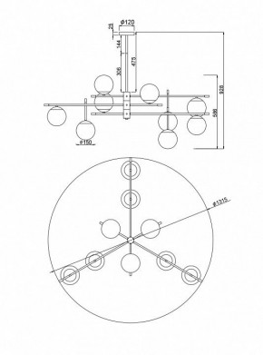 Подвесная люстра Maytoni Nostalgia MOD048PL-09G в Губкинском - gubkinskiy.mebel24.online | фото 3