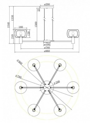 Подвесная люстра Maytoni Vision MOD411PL-06G в Губкинском - gubkinskiy.mebel24.online | фото 6