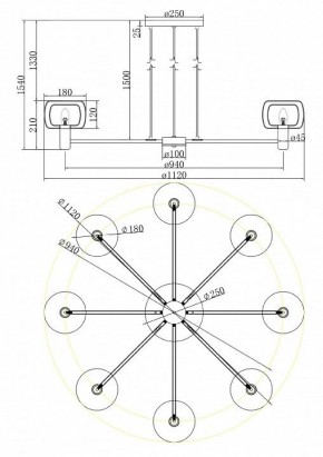 Подвесная люстра Maytoni Vision MOD411PL-08G в Губкинском - gubkinskiy.mebel24.online | фото 4