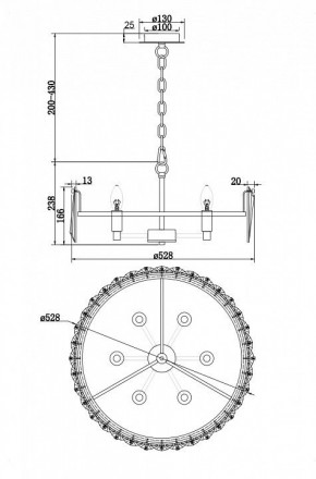 Подвесной светильник Maytoni Puntes MOD043PL-06G в Губкинском - gubkinskiy.mebel24.online | фото 4