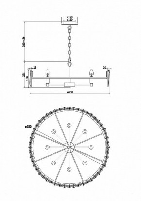 Подвесной светильник Maytoni Puntes MOD043PL-08CH в Губкинском - gubkinskiy.mebel24.online | фото 4